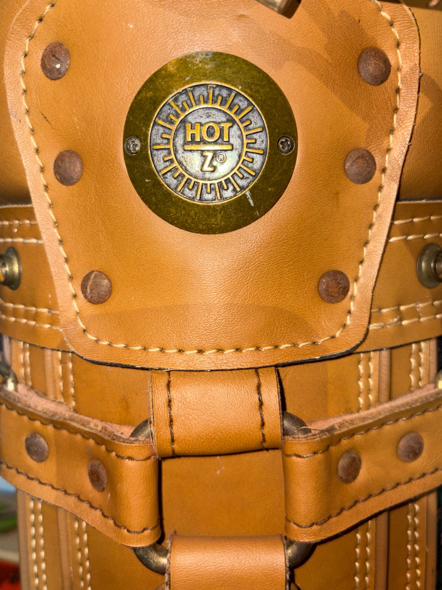 Ornate fancy Patterned Leather and Canvas Stand Bag