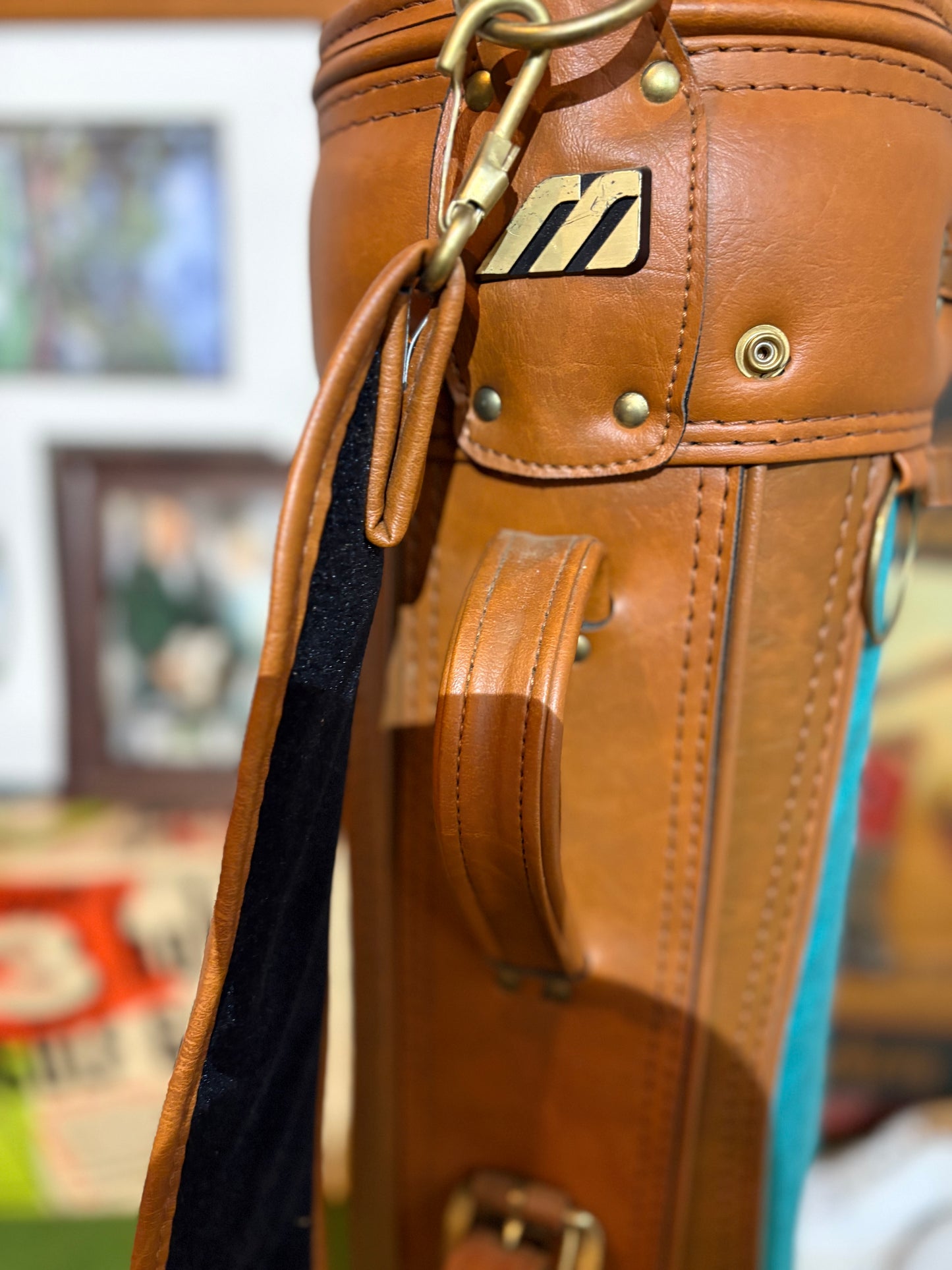 Vintage Mizuno leather & canvas stand bag