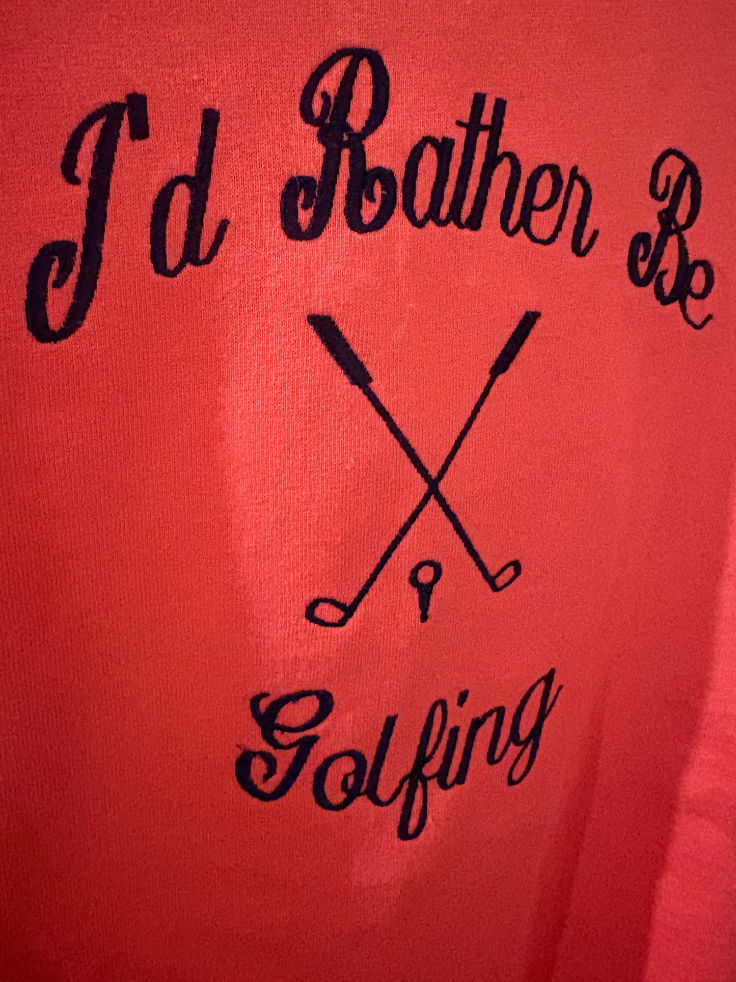 “I’d Rather Be Golfing” single-stitch knit tee (L)