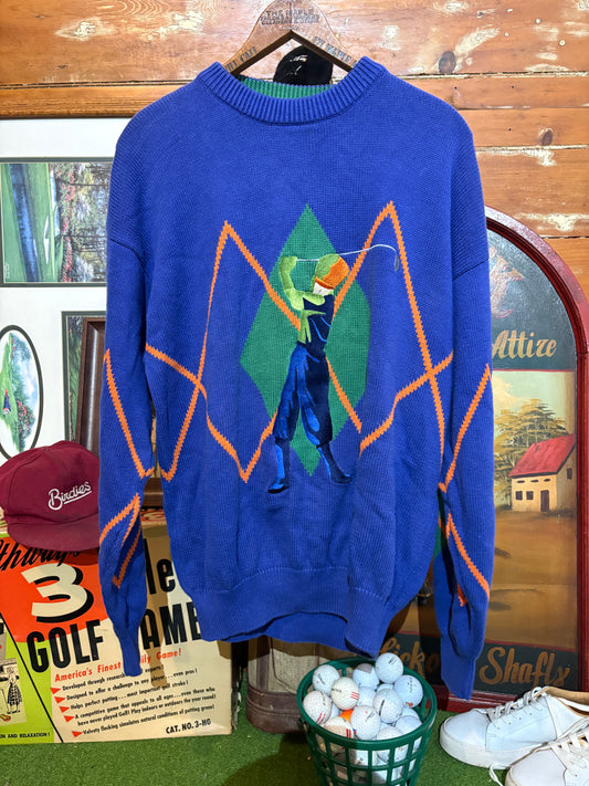 Authentic British Open Argyle Knit Sweater XL