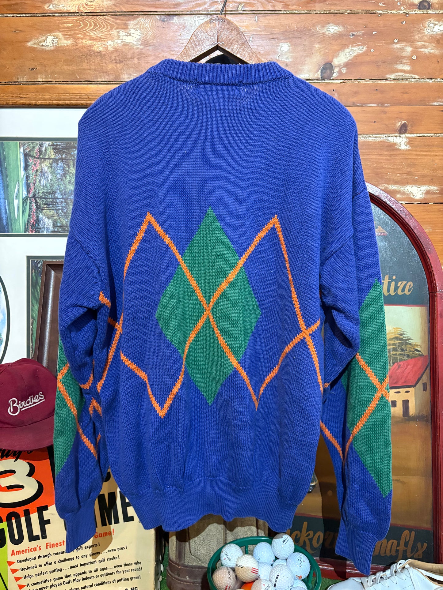 Authentic British Open Argyle Knit Sweater XL