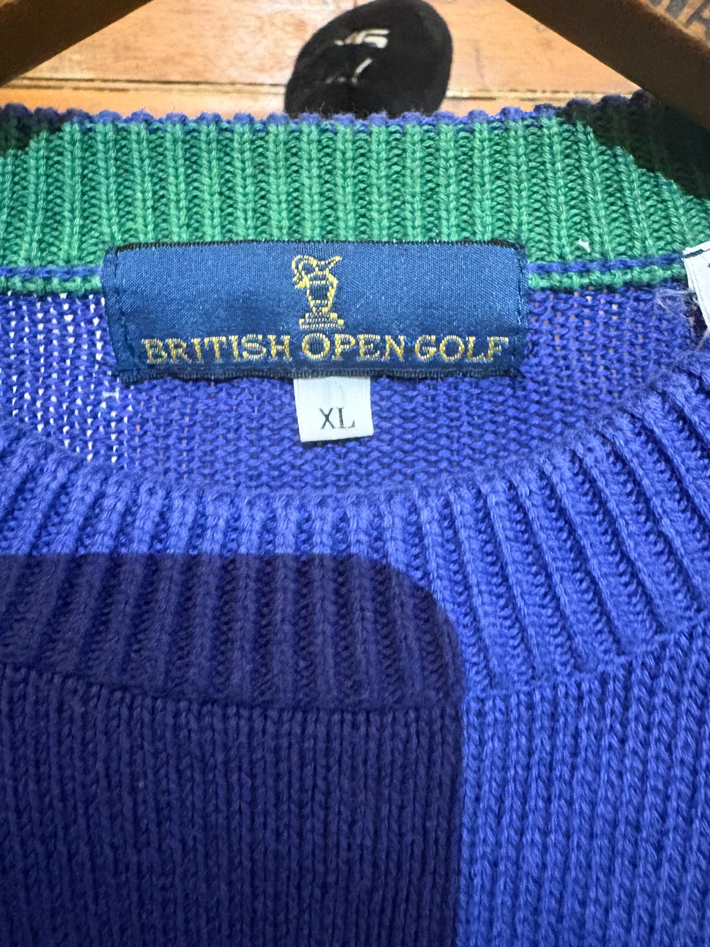 Authentic British Open Argyle Knit Sweater XL