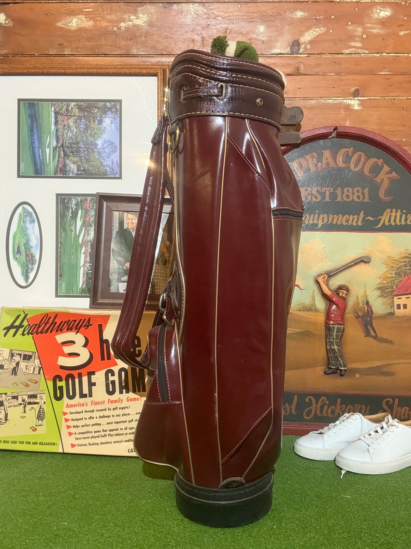 Retro leather faux gator-skin velour stand bag