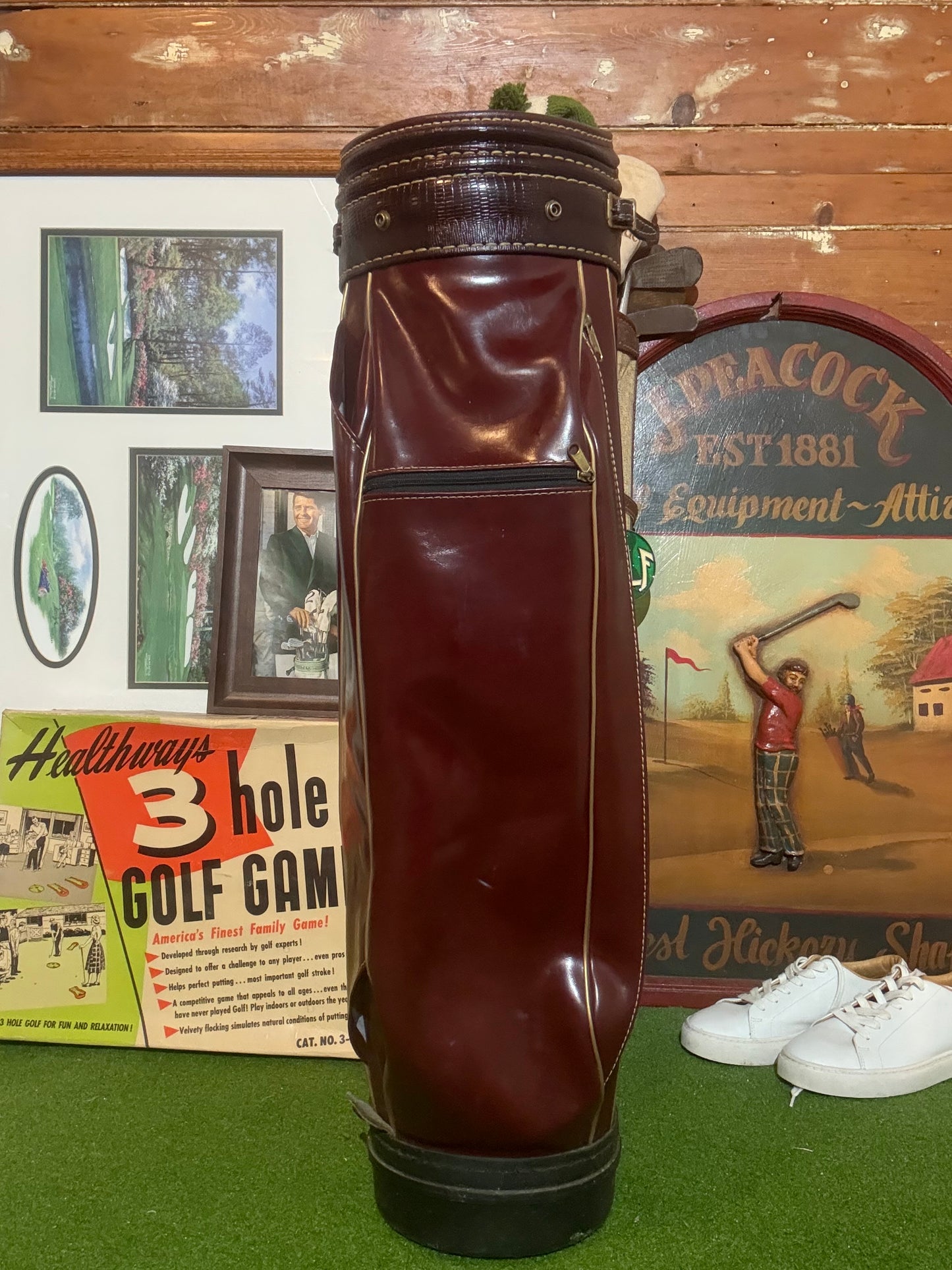 Retro leather faux gator-skin velour stand bag