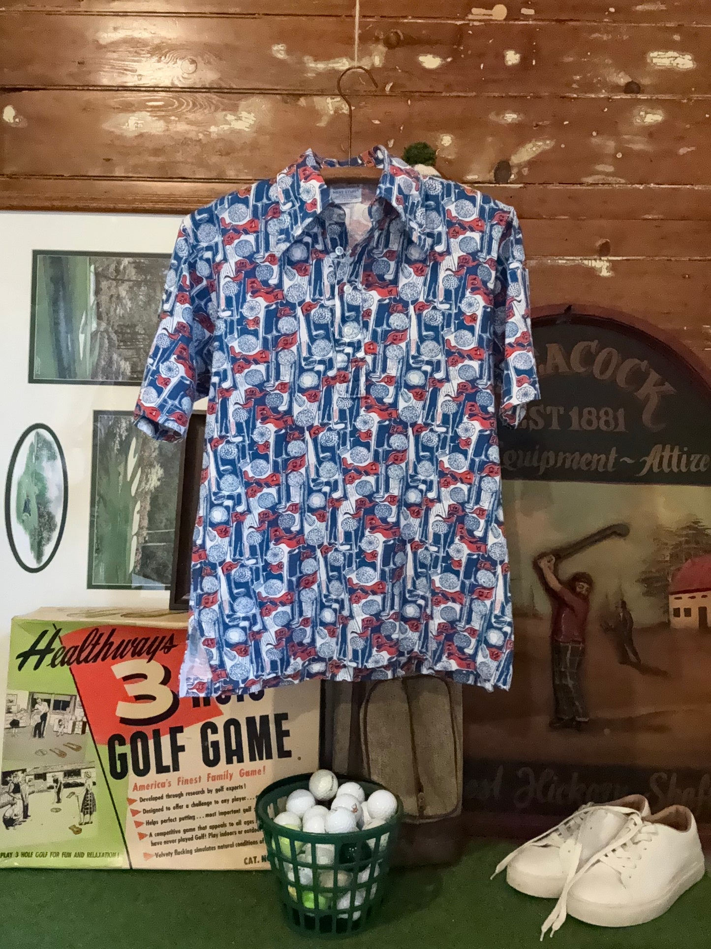 70’s Vintage golf patterned shirt (size S)