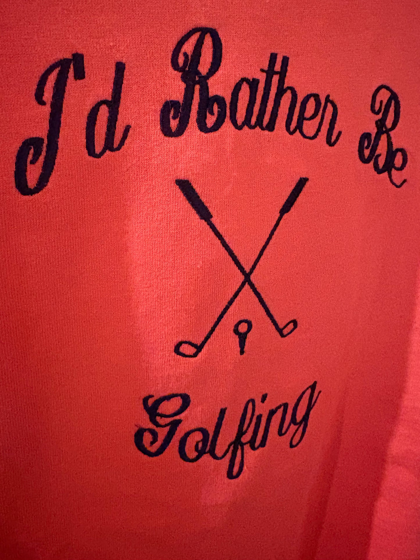 “I’d Rather Be Golfing” single-stitch knit tee (L)